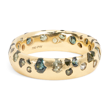 Wide Green Confetti Ring - Size 7.5 - 11650